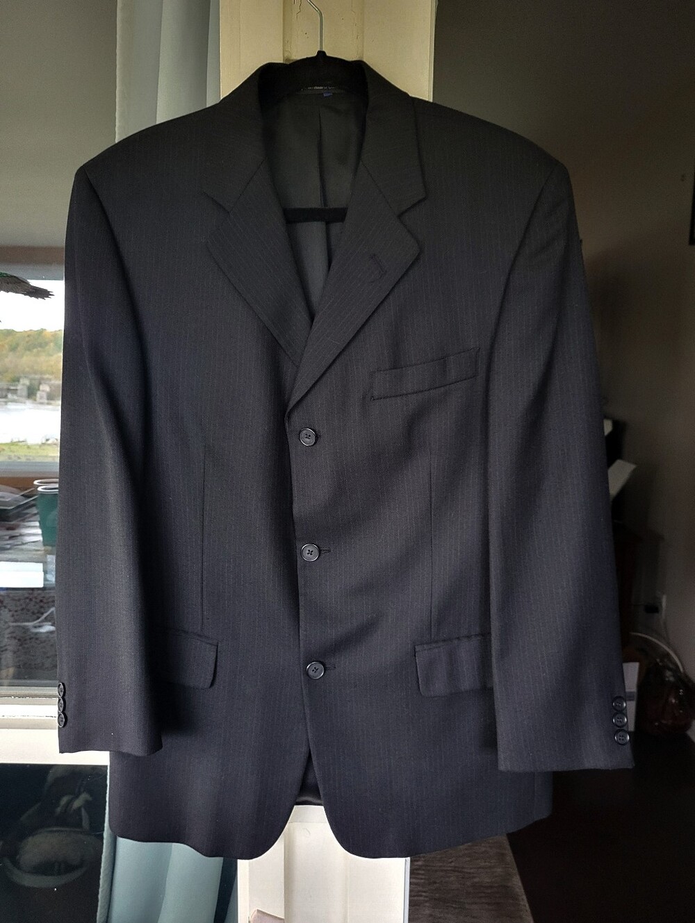 Men's Classic Black Pinstripe Suit Sz 40R - Picture 10 of 10